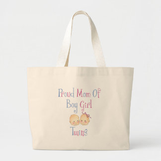 Proud Mum Of Boy Girl Twins Large Tote Bag