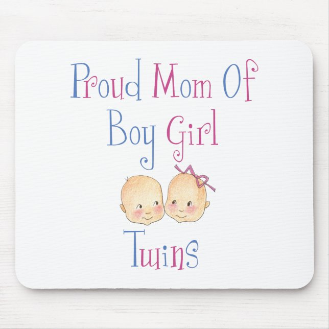 Proud Mum Of Boy Girl Twins Mouse Pad (Front)
