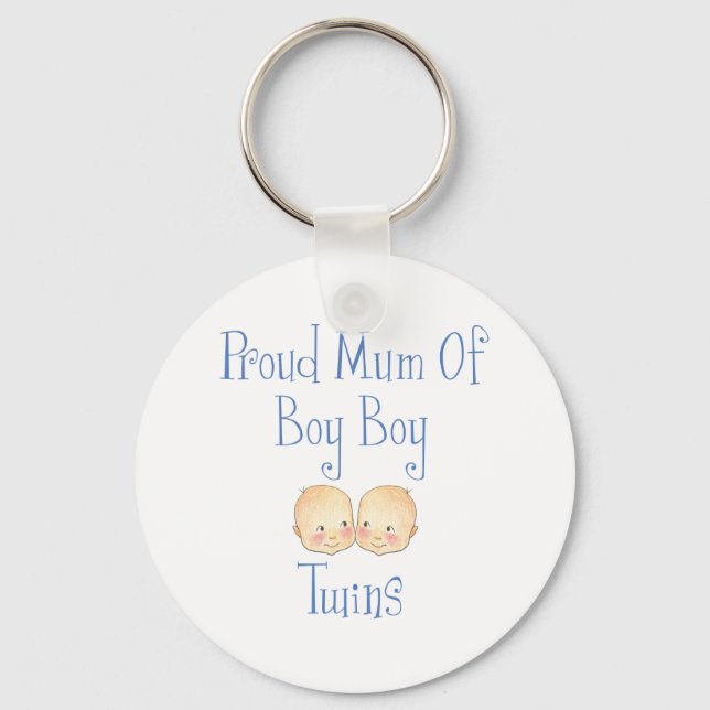 Proud Mum of Boy Twins Key Ring (Front)