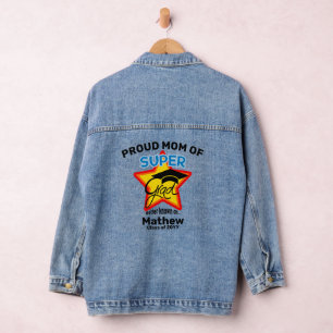 Proud Mum of Super Grad-Editable Text  Denim Jacket