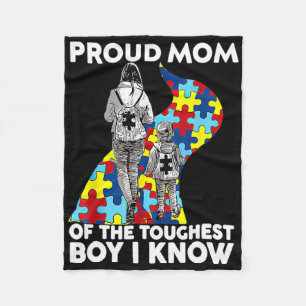 Proud Mum Of The Toughest Boy I Know Autism Awaren Fleece Blanket