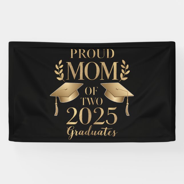 Proud Mum of Two 2025 Graduates Graduate Twins Banner (Horizontal)