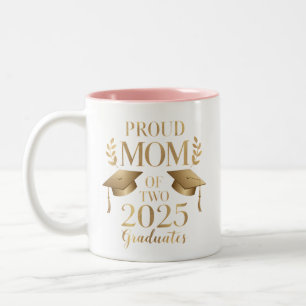 Proud Mum of Two 2025 Graduates Graduate Twins Two-Tone Coffee Mug