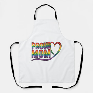Proud Mum Rainbow Heart Vintage Engraving Design_1 Apron