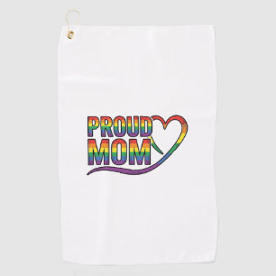 Proud Mum Rainbow Heart Vintage Engraving Design_1 Golf Towel