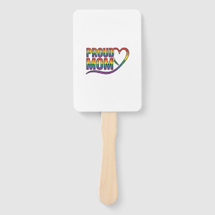 Proud Mum Rainbow Heart Vintage Engraving Design_1 Hand Fan
