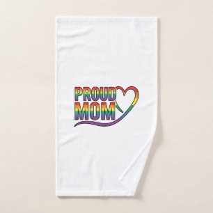 Proud Mum Rainbow Heart Vintage Engraving Design_1 Hand Towel