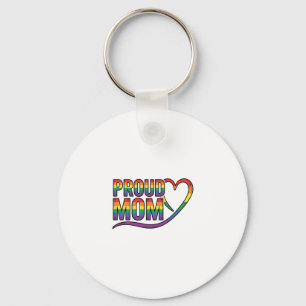 Proud Mum Rainbow Heart Vintage Engraving Design_1 Key Ring