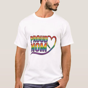 Proud Mum Rainbow Heart Vintage Engraving Design_1 T-Shirt