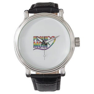Proud Mum Rainbow Heart Vintage Engraving Design_1 Watch
