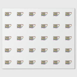 Proud Mum Rainbow Heart Vintage Engraving Design_1 Wrapping Paper