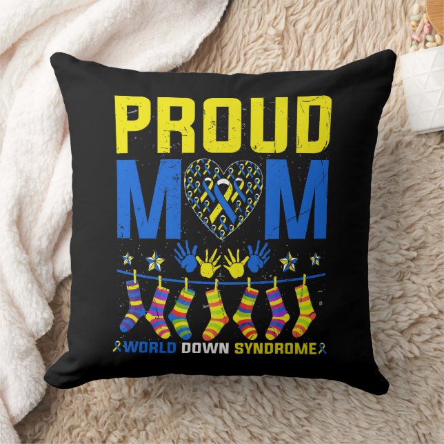 Proud Mum World Down Syndrome Awareness Day Ribbon Cushion (Blanket)
