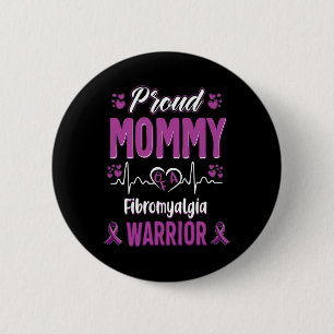 Proud Mummy Fibromyalgia Warrior Awareness Ribbon  6 Cm Round Badge