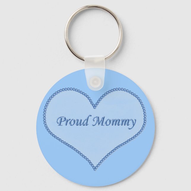 Proud Mummy Keychain, Blue Key Ring (Front)