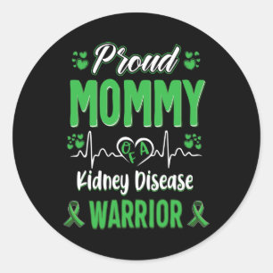 Proud Mummy Kidney Disease Warrior Awareness Ribbo Classic Round Sticker