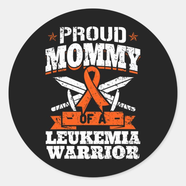 Proud Mummy Of A Leukaemia Warrior Mum Awareness B Classic Round Sticker (Front)