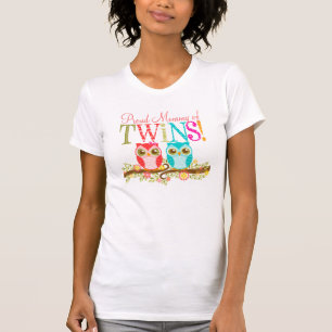 Proud Mummy of Twins! Cute Baby Owls Shirt