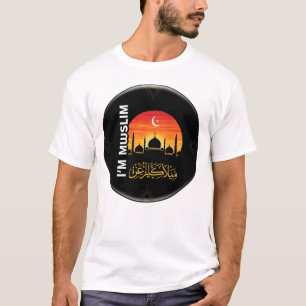 Proud Muslim Sunset Badge Design – Islamic Button T-Shirt