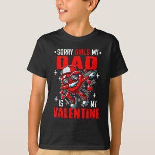 Proud My Dad Is My Valentine's Day Dabbing Heart T-Shirt