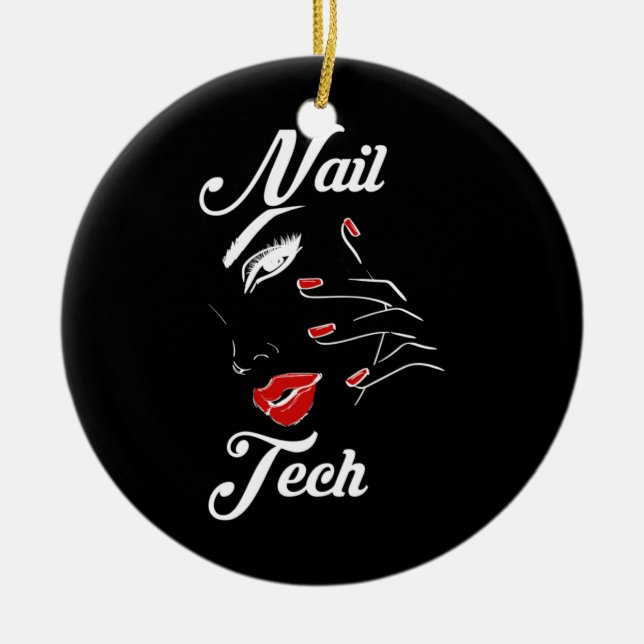 Proud Nail Tech Ceramic Tree Decoration (Front)