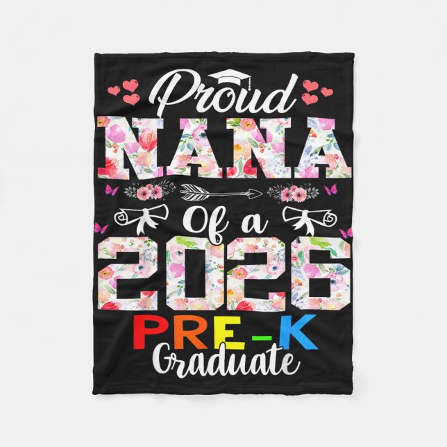Proud nana of 2026 pre-k graduate mothers day fleece blanket (Front)