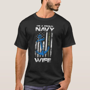 Proud Navy  American Flag Vintage Wife T-Shirt