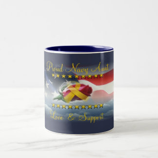 Proud Navy Aunt Two-Tone Coffee Mug