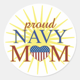 Proud Navy Mum Classic Round Sticker