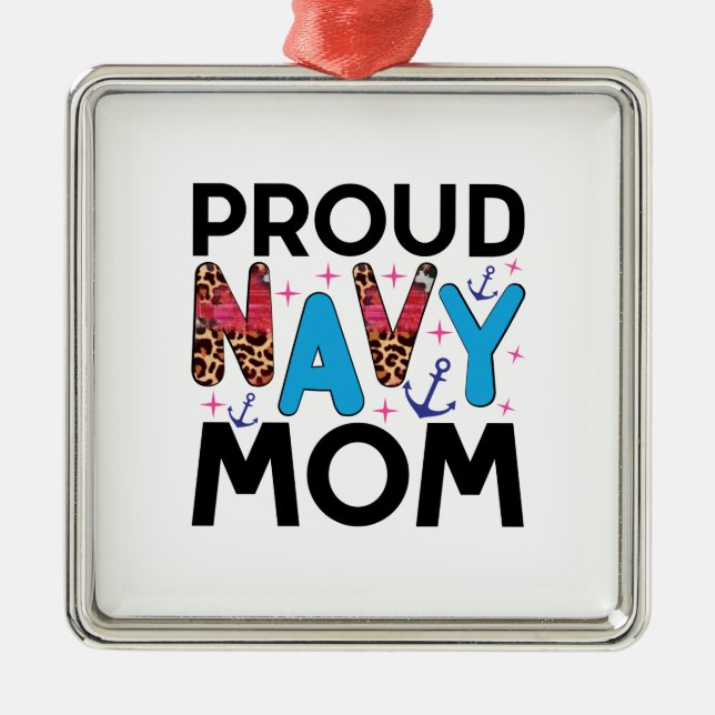 Proud Navy Mum Metal Tree Decoration (Front)