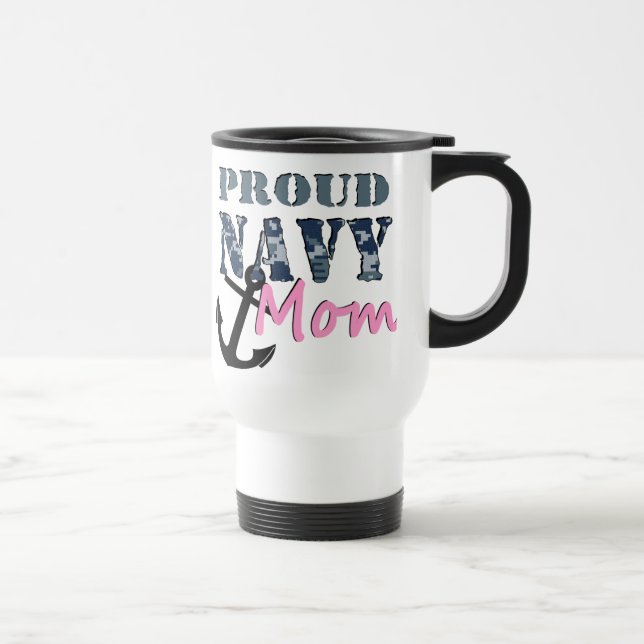 Proud Navy Mum Travel Mug (Right)