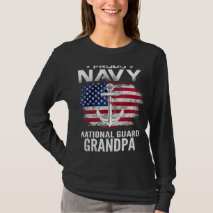Proud Navy National Guard Grandpa With American Fl T-Shirt
