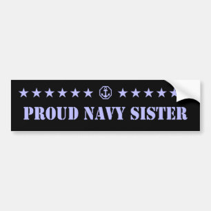 Proud Navy Sister Stars Bumper Sticker