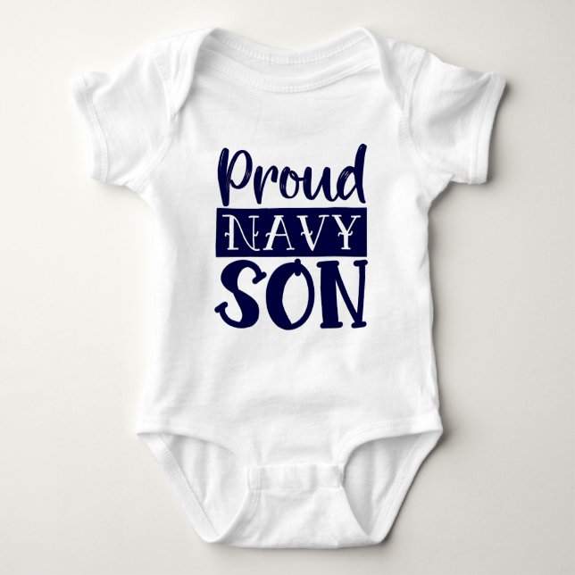Proud Navy Son Baby Bodysuit (Front)
