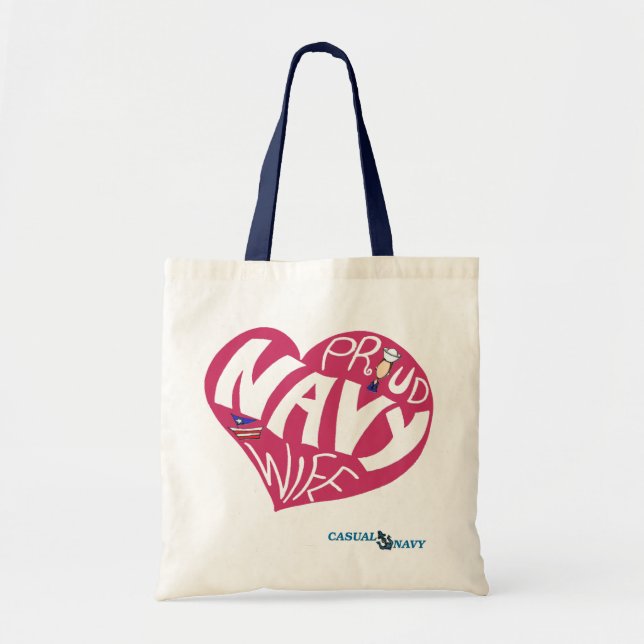 Proud navy wife - Maroon Tote Bag (Front)