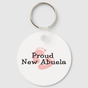 Proud New Abuela Baby Girl Footprints Key Ring