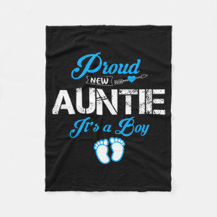 Proud New Auntie It's A Boy Gender Reveal Funny Fa Fleece Blanket