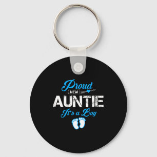 Proud New Auntie It's A Boy Gender Reveal Funny Fa Key Ring
