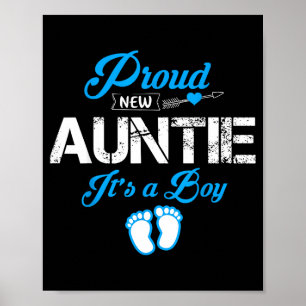 Proud New Auntie It's A Boy Gender Reveal Funny Fa Poster