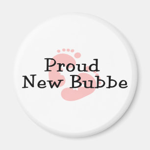 Proud New Bubbe Baby Girl Footprints Magnet