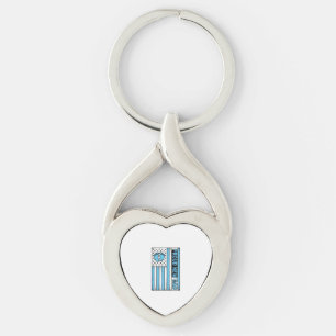 Proud New Dad Baby Feet Flag Vector Design_1 Key Ring