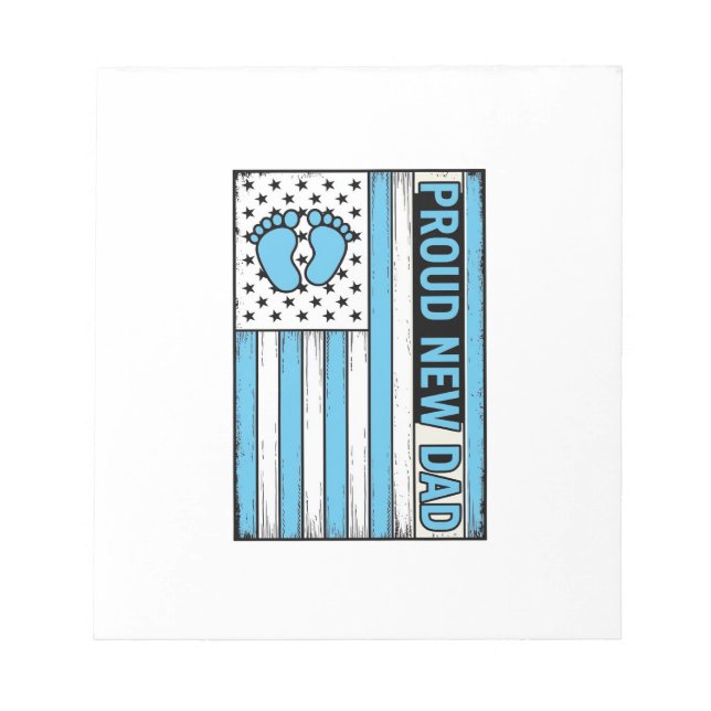 Proud New Dad Baby Feet Flag Vector Design_1 Notepad (Front)