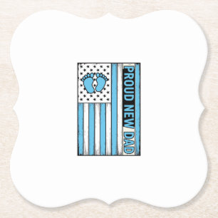Proud New Dad Baby Feet Flag Vector Design_1 Paper Coaster