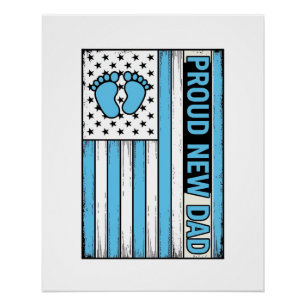 Proud New Dad Baby Feet Flag Vector Design_1 Poster