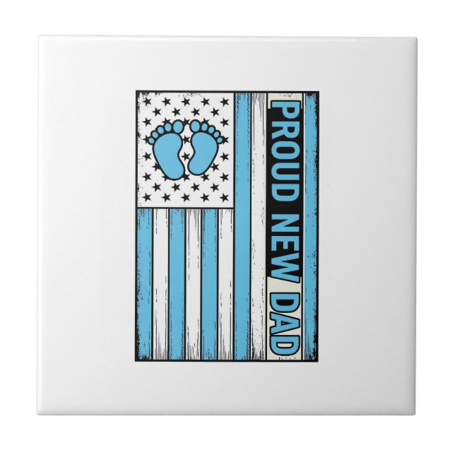 Proud New Dad Baby Feet Flag Vector Design_1 Tile (Front)