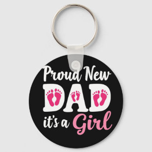 Proud New Dad It's a Girl Gender Reveal Dad To Be  Key Ring