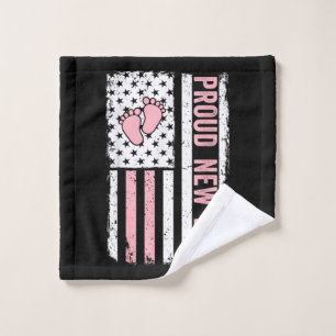 Proud New Dad New Girl Baby Fathers Day Funny Firs Wash Cloth