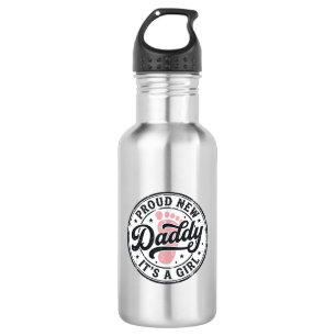 Proud New Daddy Its a Girl Vintage Baby Reveal 532 Ml Water Bottle