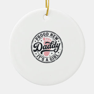 Proud New Daddy Its a Girl Vintage Baby Reveal Ceramic Tree Decoration