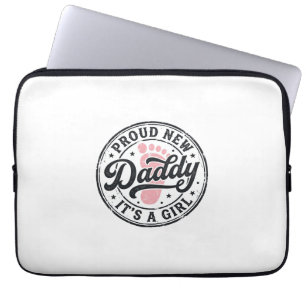 Proud New Daddy Its a Girl Vintage Baby Reveal Laptop Sleeve