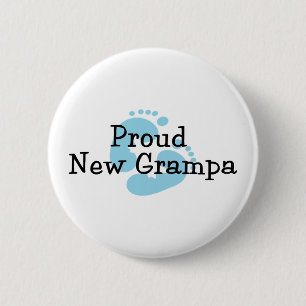 Proud New Grampa Baby Boy Footprints 6 Cm Round Badge